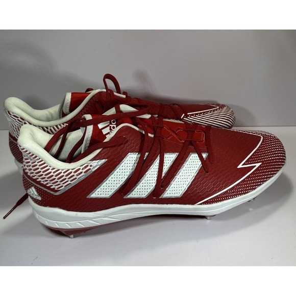 Adidas Adizero Cleats ✨Afterburner 7 Metal Baseball Men's Size 15 EG7613 Red Wht - Picture 1 of 13